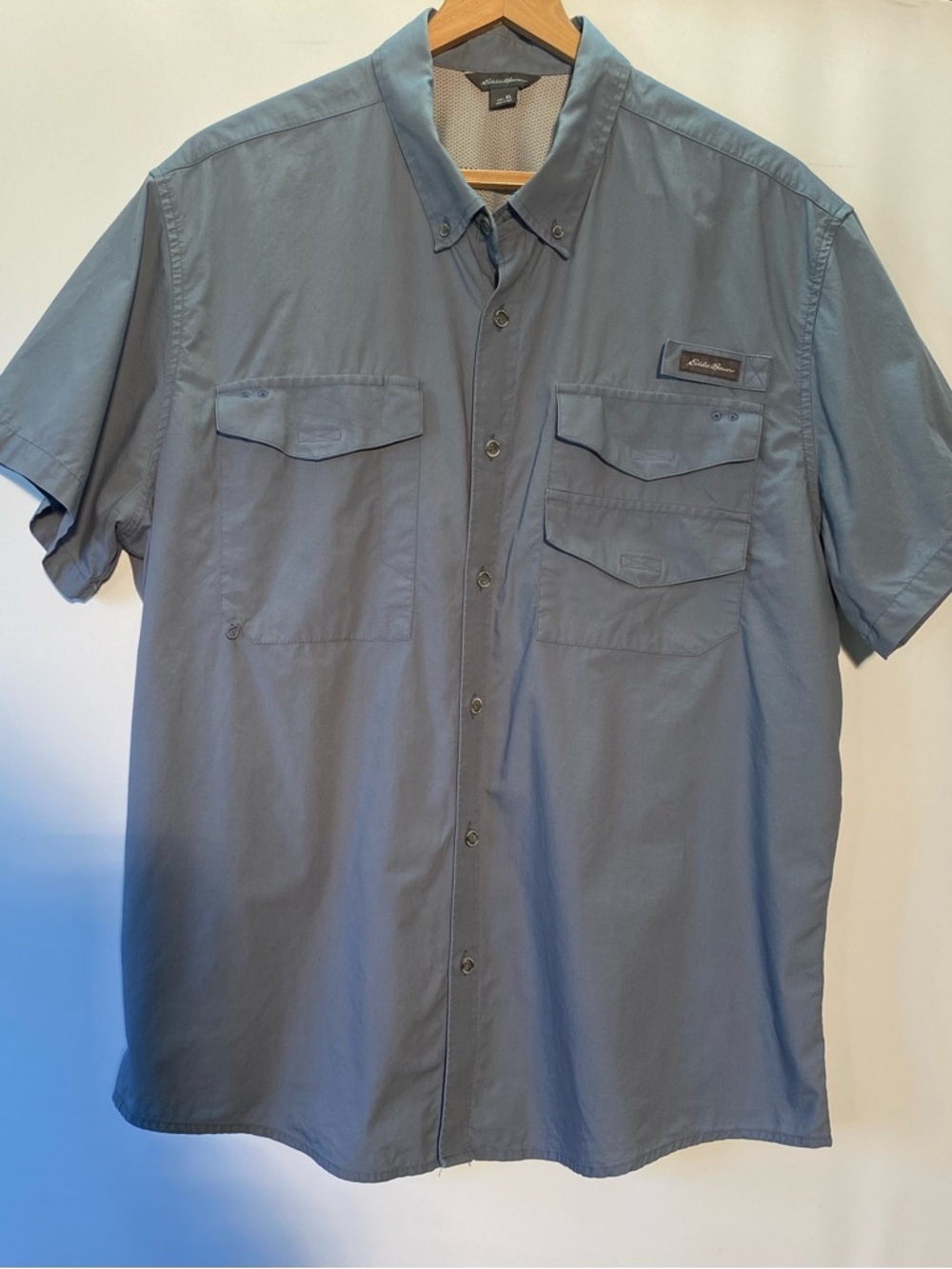 Eddie Bauer Short Sleeve Button-Down Fishing shirt in Slate